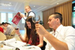 2012 Seder, Rabbi Michael Shields and Ellie Diamant '15 depicted (photo courtesy of Rev. Rob Spach)