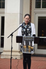 2014 Yom HaShoah; President Carol Quillen reading names (photo courtesy of Rev. Rob Spach)
