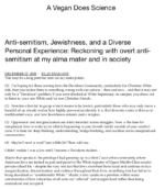 2018 Dec. 13 "Anti-semitism, Jewishness, and a Diverse Personal Experience: Reckoning with overt anti-semitism at my alma mater and in society" by Ellie Diamant '16.