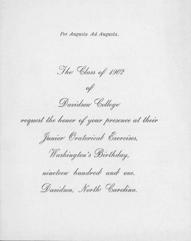 The Junior and Senior Speaking exercises grew out of commencement activities, when representatives of the two literary societies would present orations as part of the ceremonies.