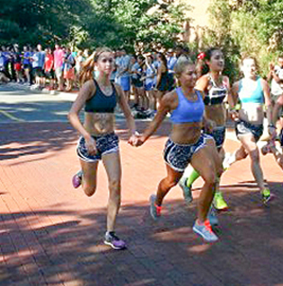 At the finish line in 2014, the first seven women elected to cross the finish together – setting a new Cake Race record for tied first place winners.