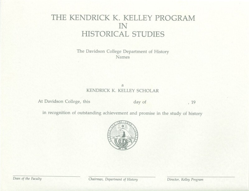 Kelley Honor Program Certificate