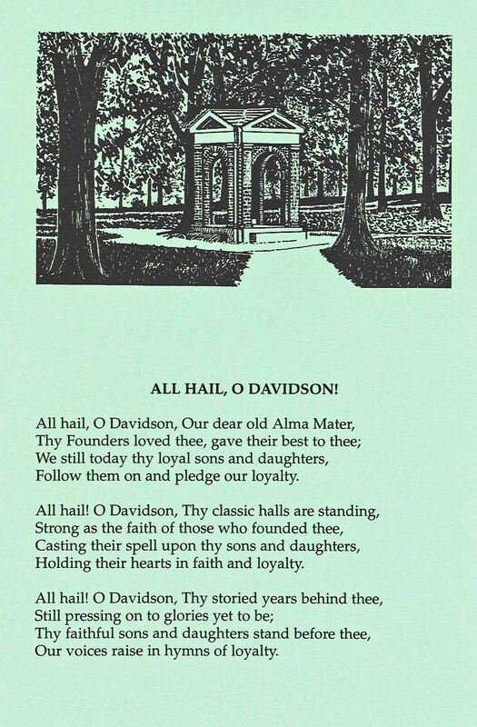 A Scan of the 1996 commencement program with revised lyrics of the alma mater, which include sons and daughters throughout. The scan also includes a drawing of The Well.