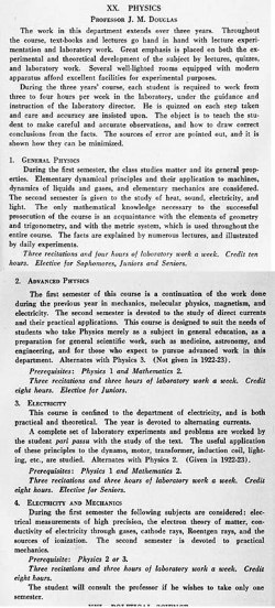 4 Physics Courses Offered in 1921
