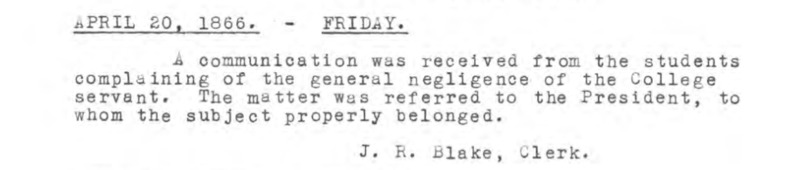 Transcribed faculty minutes from April 20, 1866