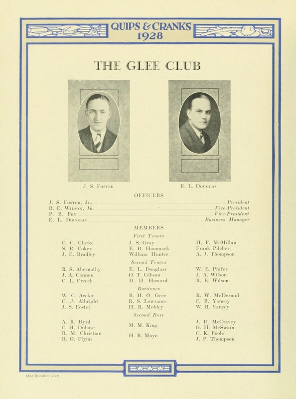 Officers and Members of the Glee Club in 1928