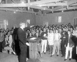 Dr. Davidson gives funeral service for Shearer Hall in 1960
