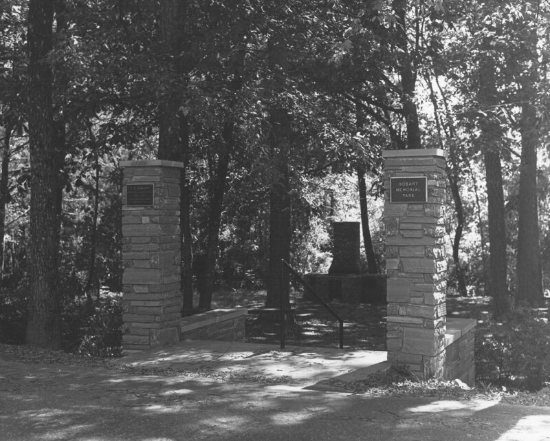 According to the Davidsonian, “Hobart Park lies between Jackson Court and the football stadium. It contains shrubs and flowers Mr. Hobart planted and picnic tables and an oven provided by the college.”
