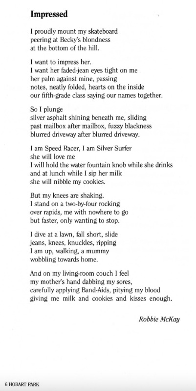 A poem titled "Impressed"