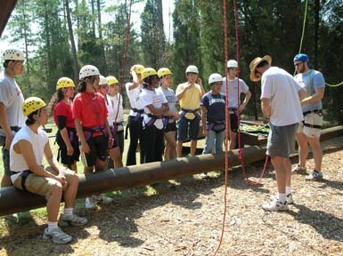 The Asian Culture and Awareness Association recieve Challenge Course instructions from Mike Goode.