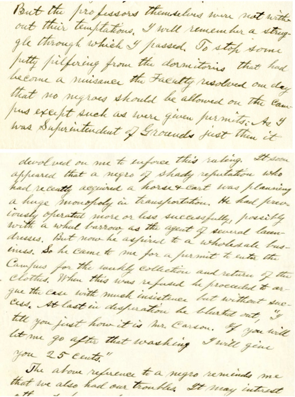 A handwritten page of a letter written by William Waller Carson in 1918