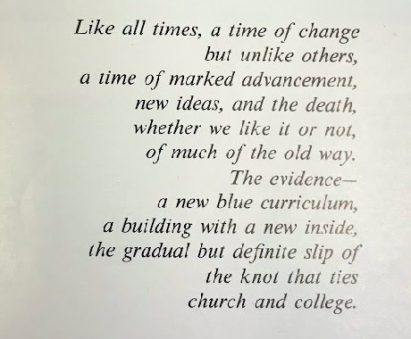 Yearbook caption from the 1968 Quips and Cranks concerning distrust of public institutions/ power.