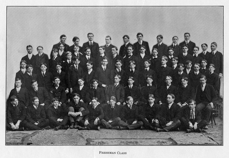 Freshman Class from 1902 wearing black jackets