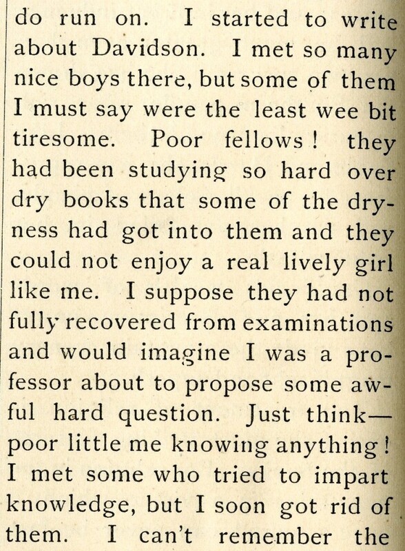 Commencement guest conveys disappointment with Davidson men, 1887