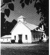 The Davidson Presbyterian Church in the foreground with the education building in the background