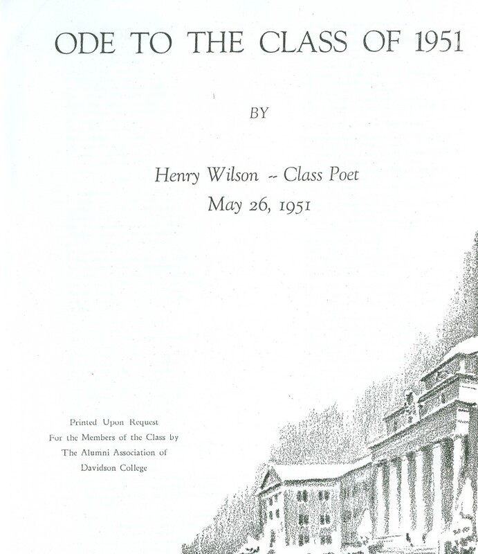 Ode to the Class of 1951 by Henry Wilson - Class Poet.