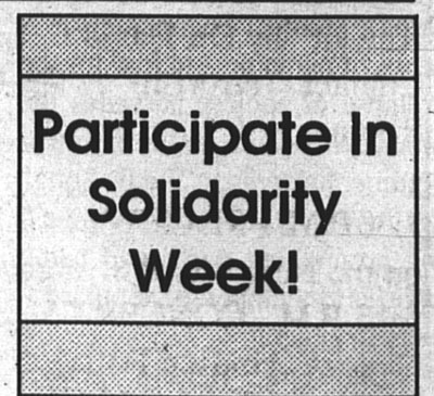 Davidsonian Advertisement from 1991 that reads "Participate in Solidarity Week!"