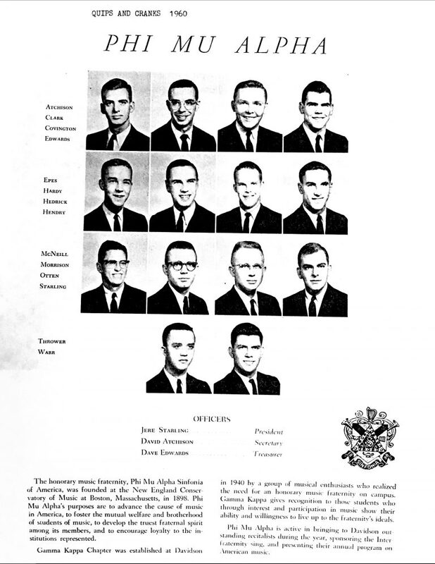 Sinfonia’s page in the 1960 edition of Quips and Cranks.