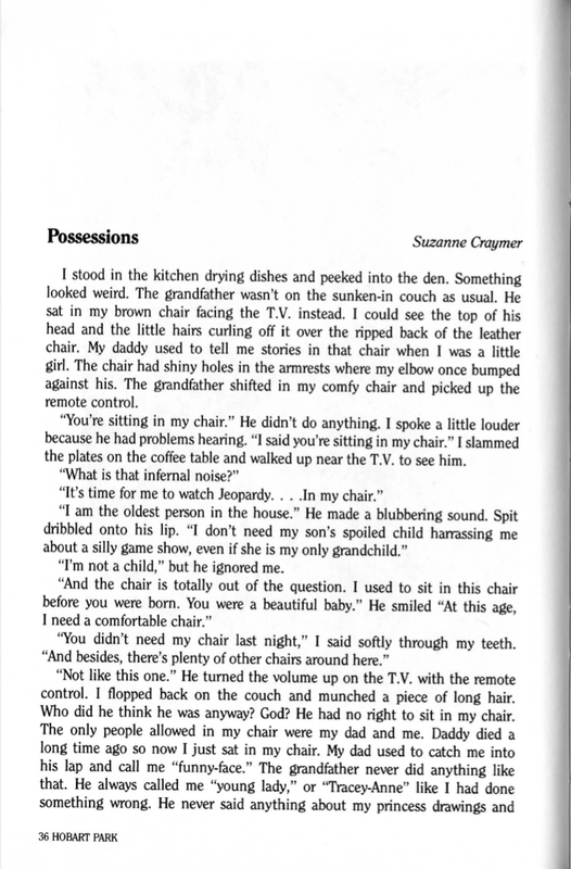 First page of a short story titled "Possessions"