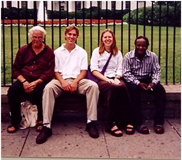 Collin Setterberg and Elizabeth Campbell with homeless friends in 2003