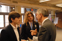 Davidson College President Thomas Ross talks with SGA President Mac Skelton