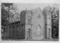 The original Davidson College Presbyterian church as viewed from Main Street