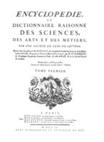 Scan of title page of Encyclopedia ou Dictionnaire Raisonne