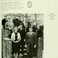 The first members of the Omicron Delta Epsilon honorary fraternity found in the 1966 “Quips and Cranks.” Dr. Nelson is pictured in the front row.