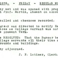 Transcribed faculty minutes from November 29, 1878