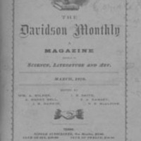 Cover issue of the Davidson Monthly, released 2 months ahead of schedule.