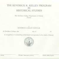 Kelley Honor Program Certificate