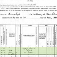 1880 census records of Milus Bell. Milus Bell, a 32 year old college servant, is listed as the head of the household including his wife Amanda, a 35 year old cook, their 8 year old son John, and their 4 year old daughter Abby.