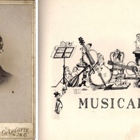 Edward Smallwood Vass pictured beside his sketch for a musical club (1895)