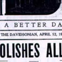 Headline of 1923 Davidsonian announcing the decision
to abolish hazing at Davidson College