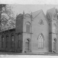 The original Davidson College Presbyterian church as viewed from Main Street