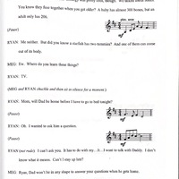 Photograph of page 7 of David Palko's "Playing Hide and Seek" showing text and music