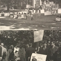 Students engaging in peaceful anti-war protests on Davidson's campus.