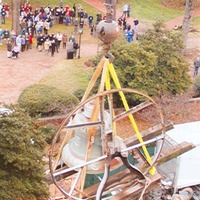 The Chambers bell is removed for the renovation
