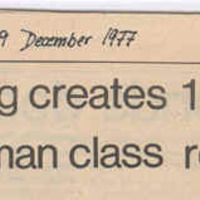 Headline from December 1977 Davidsonian article
documenting instance of freshmen revolt against hazing in 1903.