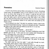 First page of a short story titled "Possessions"